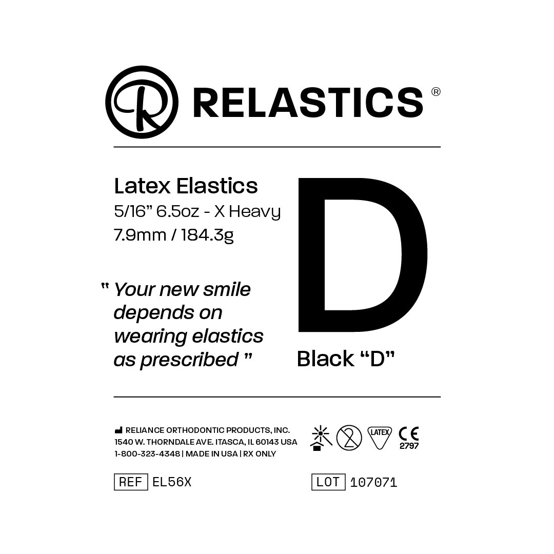 Patient Elastics Latex Relastics 5/16" / 7.9mm  X-Heavy 6.5oz  BLACK D 