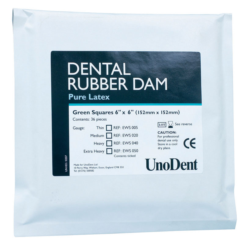 Latex Rubber Dam Squares Thin - 6" x 6" (152 x 152mm) 