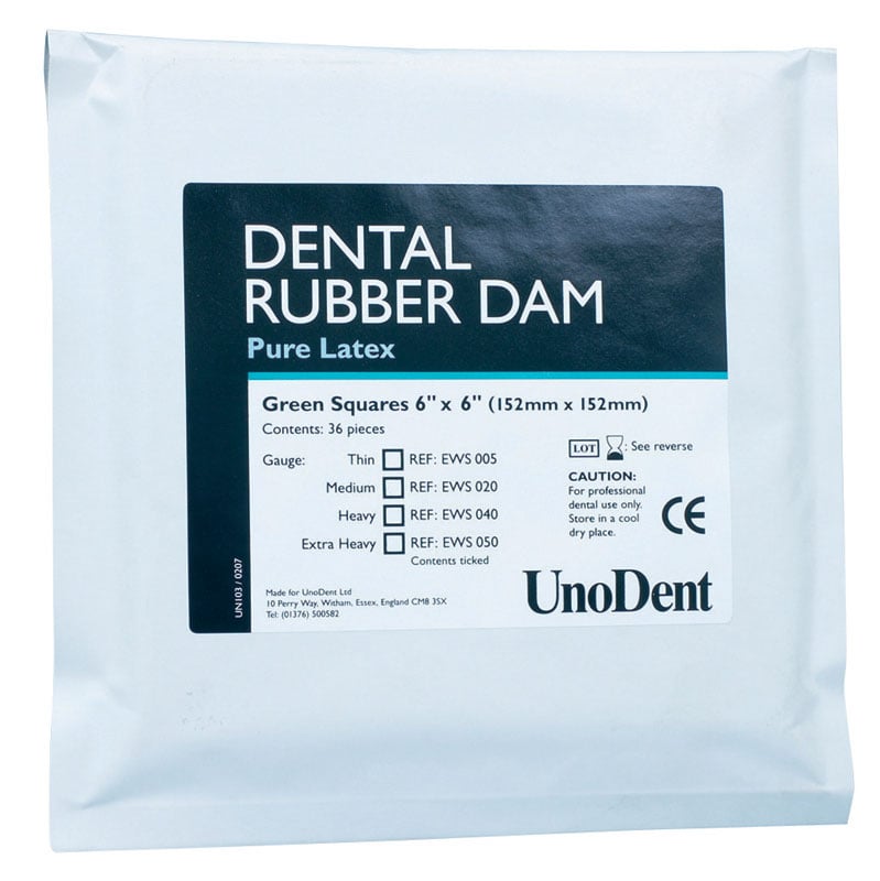 Latex Rubber Dam Squares Extra Heavy - 6" x 6" (152 x 152mm) 