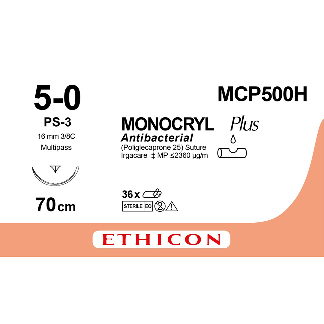 SEM142 : MONOCRYL Plus Suture MCP500H Gauge 50 70cm