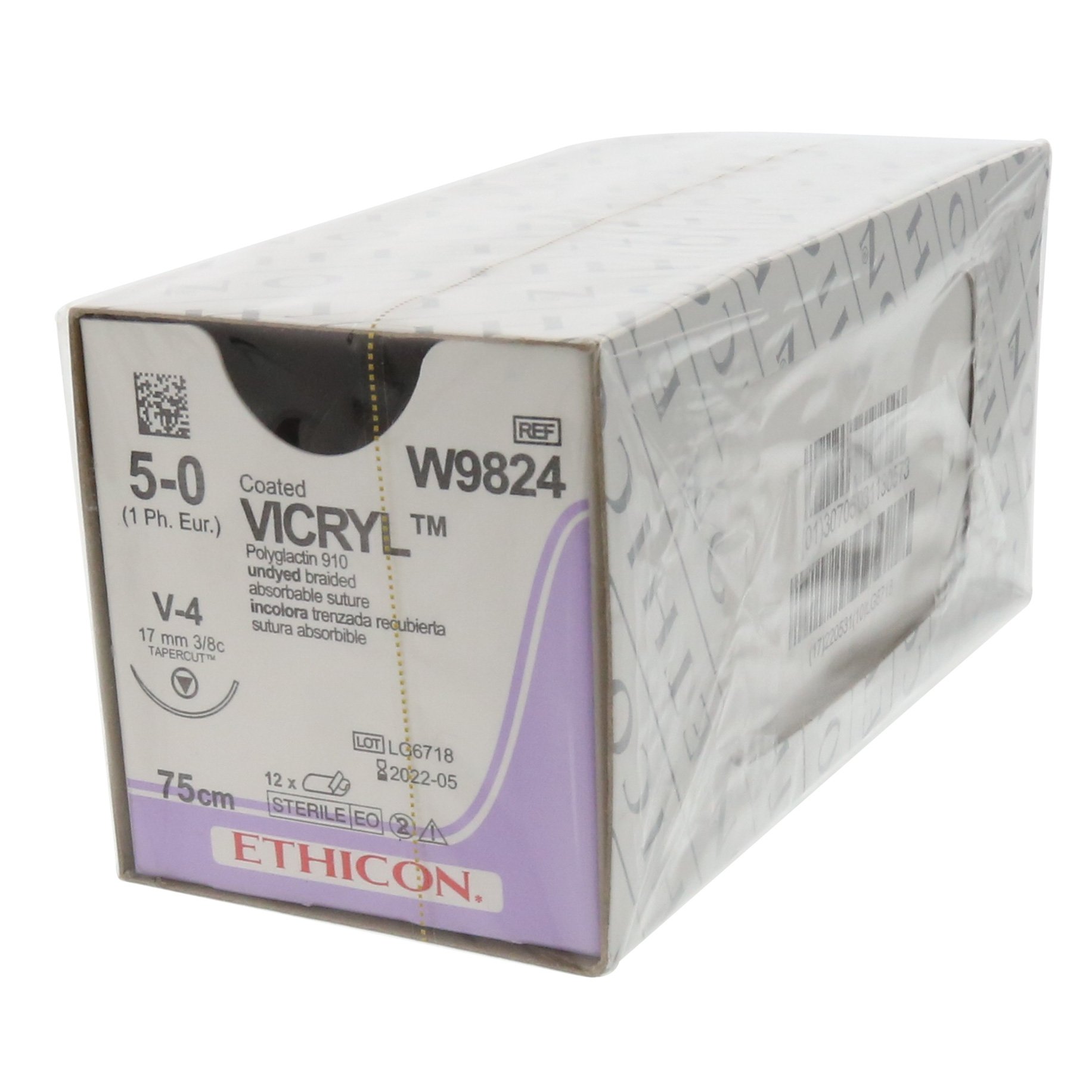 Sem807 Vicryl Suture Undyed Braided Absorbable W9824 V4 Length 75cm